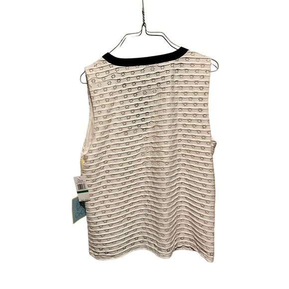CeCe Tank Top Women SZ L Beige Ruffle Keyhole Neck Sleeveless Polyester Stretch - Picture 2 of 4